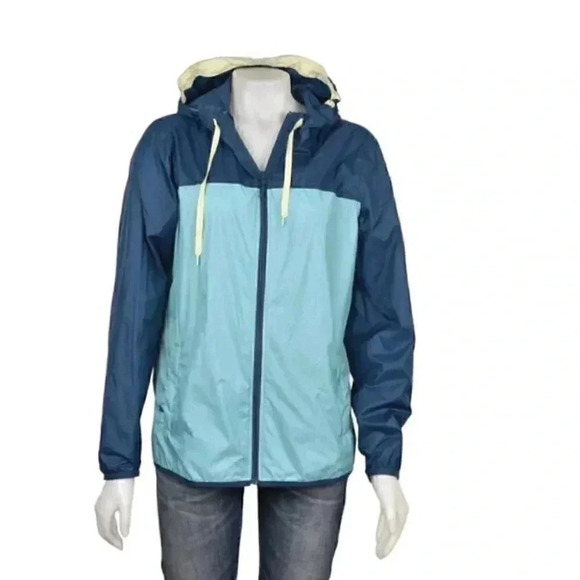 Eddie Bauer Windbreaker Jacket Turquoise Blue Lightweight Hooded Size Large - Picture 8 of 8